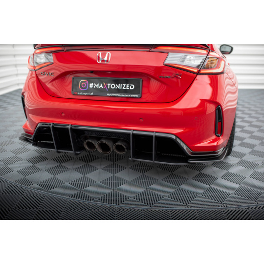 Maxton Design "Street Pro" boční difuzory pod zadní nárazník pro Honda Civic Mk11 Type-R, plast ABS bez povrchové úpravy, s černou a červenou linkou