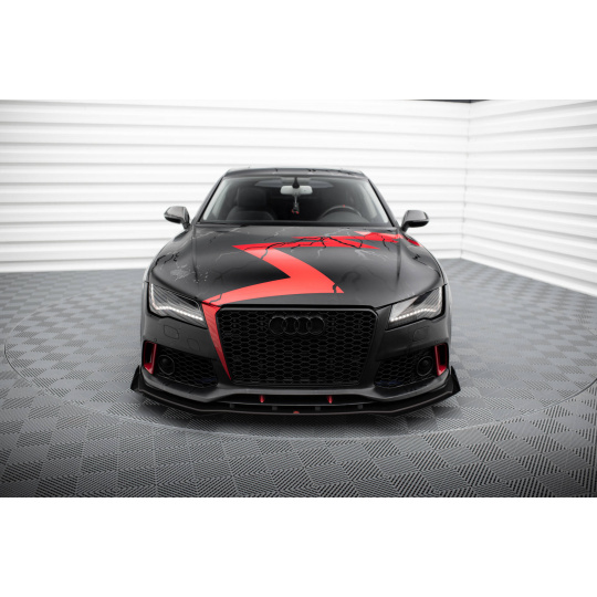 Maxton Design rohové spoilery pod přední nárazník pro Audi A7 C7, plast ABS bez povrchové úpravy, RS7-Look