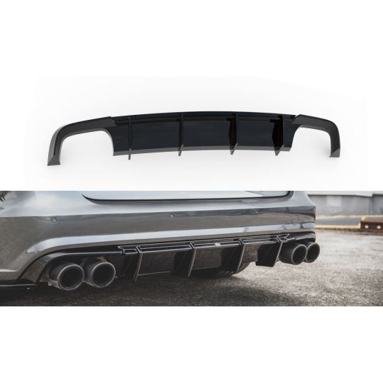 Maxton Design vložka zadního nárazníku pro Audi S6 C7 FL, černý lesklý plast ABS