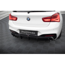 Maxton Design vložka zadního nárazníku pro BMW řada 1 F20 Facelift, černý lesklý plast ABS, M-Pack, s dvojitou koncovkou vlevo