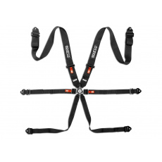 Závodní 6bodový pás Sparco Competition H-3 Steel, homologace FIA, barva: černá