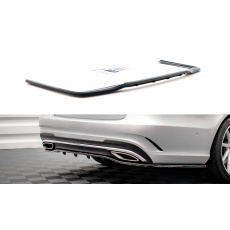 Maxton Design středový spoiler pod zadní nárazník s žebrováním pro Mercedes třída E W212 FL/AMG- Line/Sedan, černý lesklý plast ABS