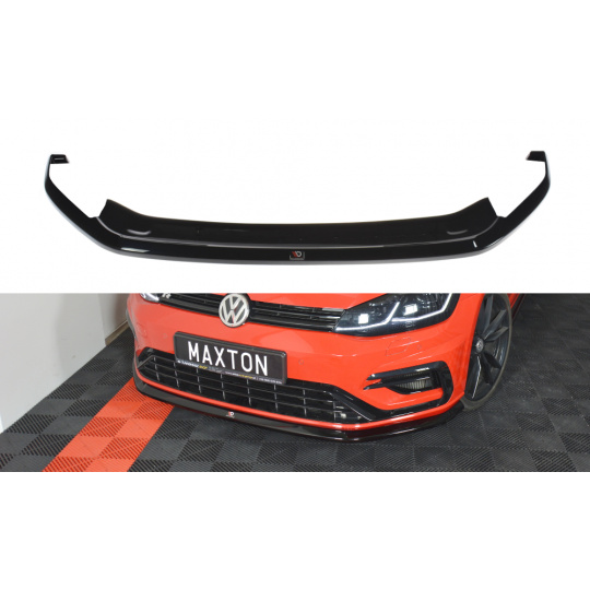 Maxton Design spoiler pod přední nárazník ver.6 pro Volkswagen Golf R Mk7 Facelift, černý lesklý plast ABS