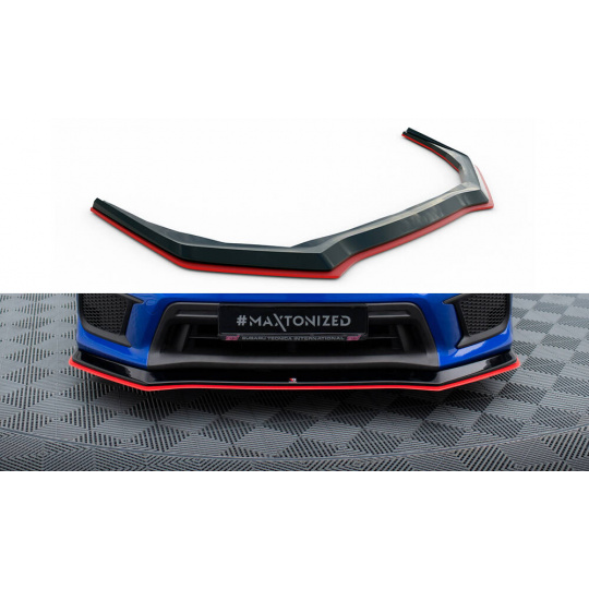 Maxton Design spoiler pod přední nárazník ver.2 pro Subaru Wrx STI Mk1 Facelift, černý lesklý plast ABS, s červenou linkou