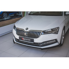 Maxton Design spoiler pod přední nárazník ver.1 pro Škoda Superb Mk3 FL Facelift, černý lesklý plast ABS
