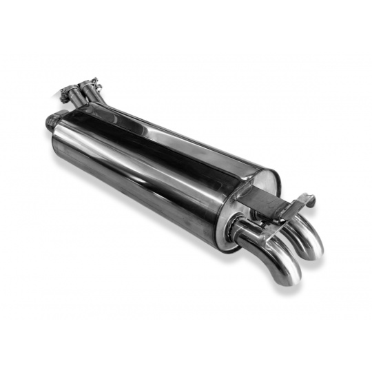 Fox Sportauspuff koncový tlumič výfuku s koncovkou 2x55 Typ 26 pro Mercedes třída E W123 s motorem 2.7, pro 6válcové motory