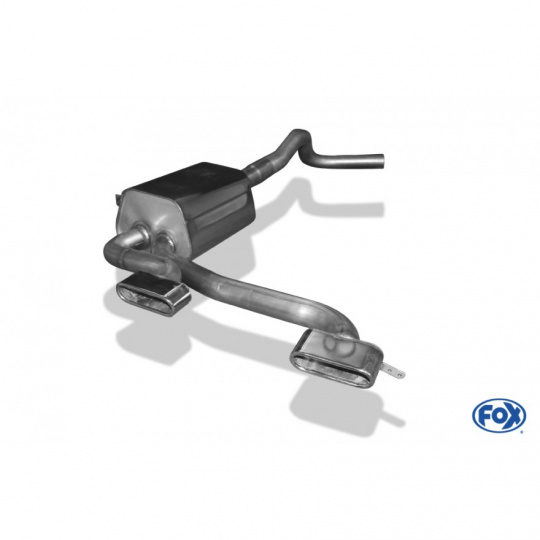 Fox Sportauspuff koncový tlumič výfuku s vývodem uprostřed s koncovkou 2x130x50 Typ 52 pro Renault Megane II Sport s motorem 2.0