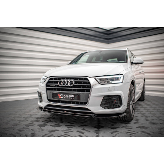 Maxton Design spoiler pod přední nárazník ver.2 pro Audi Q3 8U Facelift S-Line, černý lesklý plast ABS