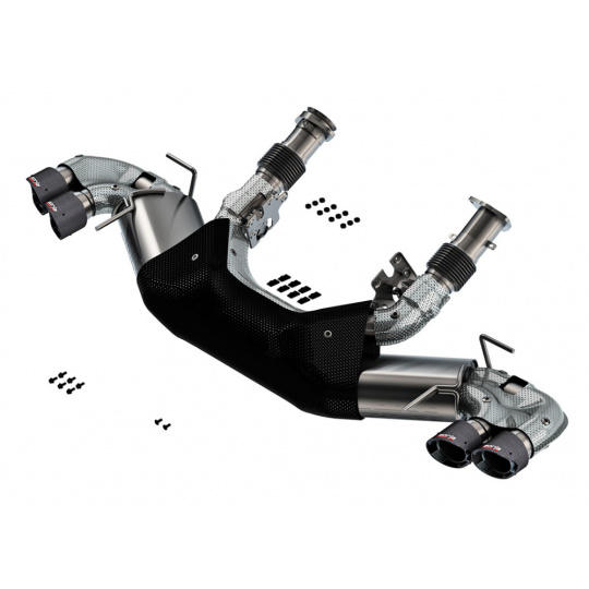 Borla Cat-Back "S-Type" pro Chevrolet Corvette Stingray C8 6,2l V8, automat, RWD 2-dvéř., AFM (20'-21')/DFM (22'-24'), r.v. 2020-2024, typ koncovek: karbonové se světlými středy