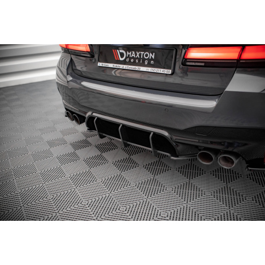 Maxton Design "Street Pro" difuzor zadního nárazníku pro BMW M5 F90, F90 Facelift, plast ABS bez povrchové úpravy, s černou a červenou linkou