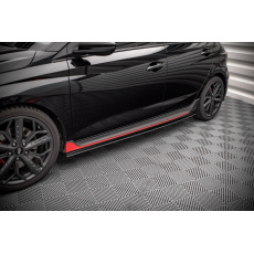 Maxton Design "Street Pro" difuzory pod boční prahy pro Hyundai i20 N Mk3, plast ABS bez povrchové úpravy, s červenou linkou