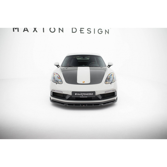 Maxton Design spoiler pod přední nárazník ver.2 pro Porsche Cayman 982c, černý lesklý plast ABS, 718 GTS