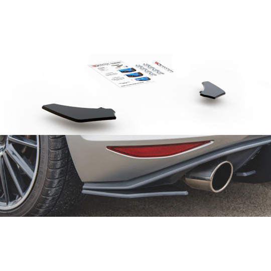 Maxton Design "Racing durability" boční difuzory pod zadní nárazník ver.2 pro Volkswagen Golf GTI Mk7, plast ABS bez povrchové úpravy, s červenou linkou
