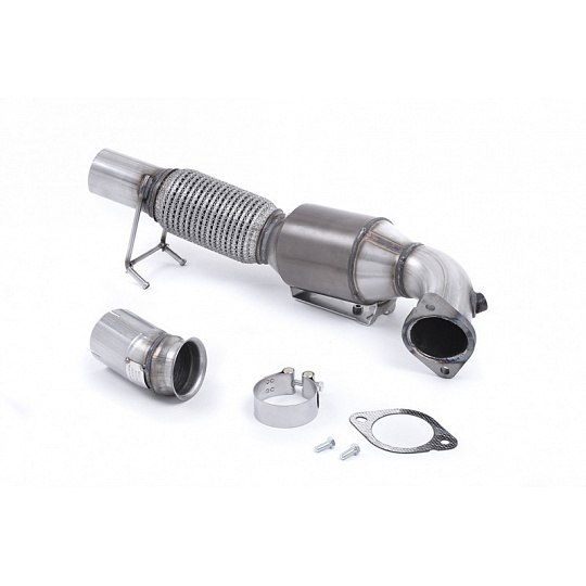 Milltek Sport downpipe a Hi-Flow sportovní katalyzátor 200 Cell Large Bore pro Ford Focus Mk3 RS 2.3l EcoBoost 4wd 5-dvéř. Hatchback 2016-2018, pouze pro OE Cat Back systém