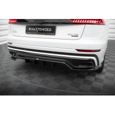 Maxton Design středový spoiler pod zadní nárazník s žebrováním pro Audi Q8 Mk 1, černý lesklý plast ABS, S-Line