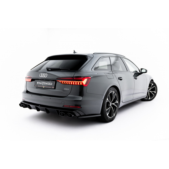 Maxton Design vložka zadního nárazníku s imitacemi koncovek výfuku pro Audi A6 C8, černý lesklý plast ABS, chromové koncovky Maxton Design vložka zadního nárazníku s imitacemi koncovek výfuku pro Audi A6 C8, černý lesklý plast ABS, chromové koncovky