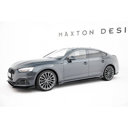 Maxton Design "Street Pro" difuzory pod boční prahy s křidélky pro Audi A5 F5 Facelift, plast ABS bez povrchové úpravy, Sportback, s červenou linkou