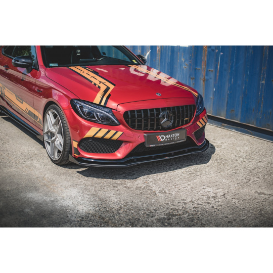Maxton Design "Racing durability" spoiler pod přední nárazník s rohovými splittery pro Mercedes třída C W205/C43 AMG Coupe, plast ABS bez povrchové úpravy, s červenou linkou Maxton Design "Racing durability" spoiler pod přední nárazník s rohovými splittery pro Mercedes třída C W205/C43 AMG Coupe, plast ABS bez povrchové úpravy, s červenou linkou