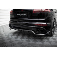 Maxton Design středový spoiler pod zadní nárazník s žebrováním pro Porsche Cayenne Mk2 Facelift, černý lesklý plast ABS