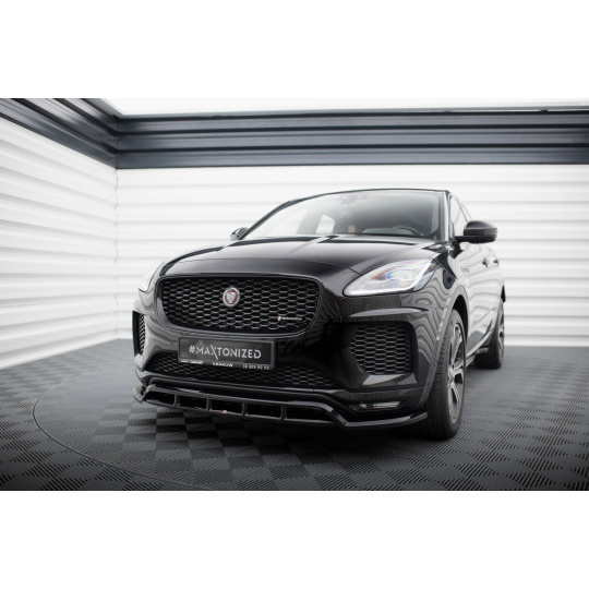 Maxton Design spoiler pod přední nárazník pro Jaguar E-Pace Mk1 R-Dynamic, černý lesklý plast ABS