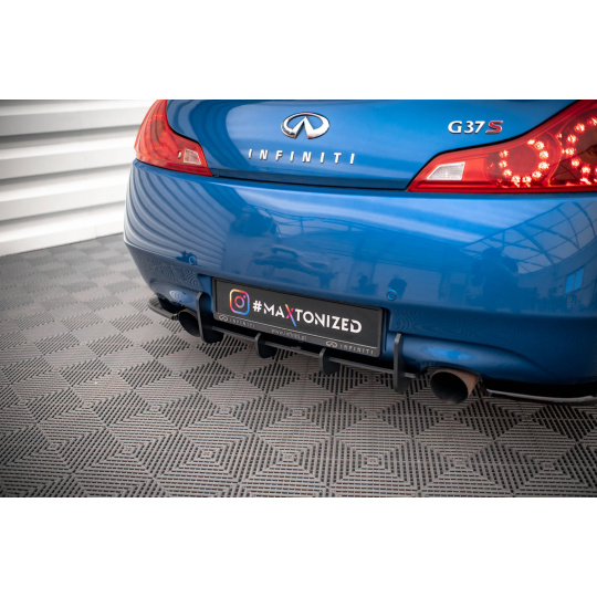 Maxton Design "Street Pro" difuzor zadního nárazníku pro Infiniti G37, plast ABS bez povrchové úpravy, s černou a červenou linkou
