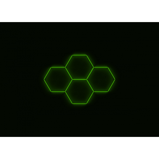 Kompletní LED hexagonové svítidlo zelené, rozměr: 4 elementy 241 x 168 cm