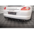 Maxton Design středový spoiler pod zadní nárazník s žebrováním pro Porsche Panamera 970 Turbo, černý lesklý plast ABS