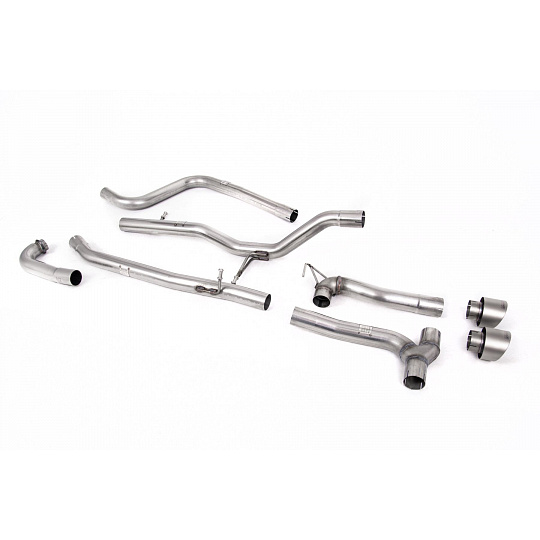 Milltek Sport výfukový systém cat-back Dual Outlet Systems bez rezonátoru (hlasitější) pro Ford Fiesta MK8 1.0T EcoBoost ST-Line 3/5-dvéř. (bez OPF/GPF) - vyžaduje difuzor Maxton Design 2017-2019, GT-100 broušené titanové koncovky