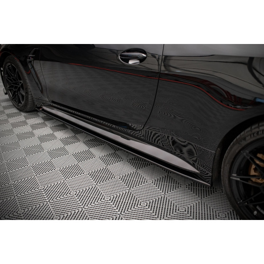 Maxton Design difuzory pod boční prahy ver.2 pro BMW M4 G82, černý lesklý plast ABS