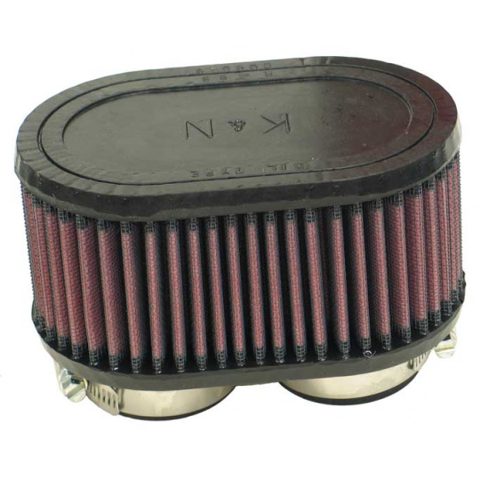 K&N univerzální oválný filtr se vstupem 48 mm a výškou 76 mm, gumový vrchlík