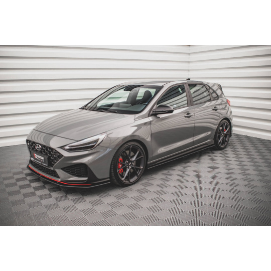 Maxton Design "Street Pro" difuzory pod boční prahy ver.2 pro Hyundai i30 N Mk3, plast ABS bez povrchové úpravy, s červenou linkou