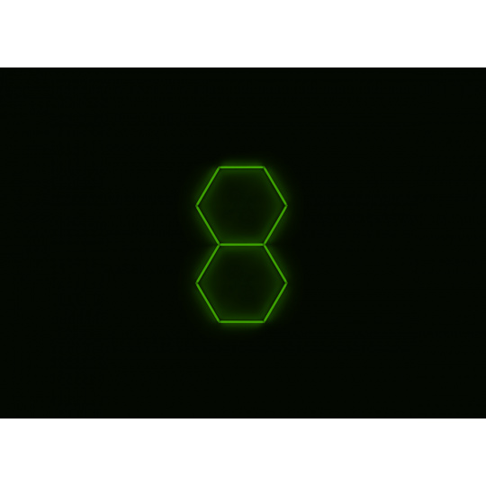 Kompletní LED hexagonové svítidlo zelené, rozměr: 2 elementy 97 x 168 cm