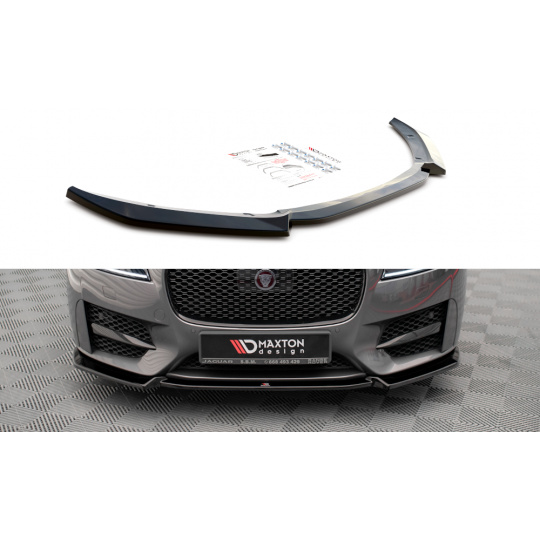 Maxton Design spoiler pod přední nárazník ver.2 pro Jaguar XF Mk2 /R-Sport, černý lesklý plast ABS