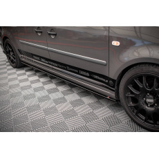 Maxton Design difuzory pod boční prahy pro Volkswagen Caddy Mk3 Facelift, černý lesklý plast ABS, pro verzi Long