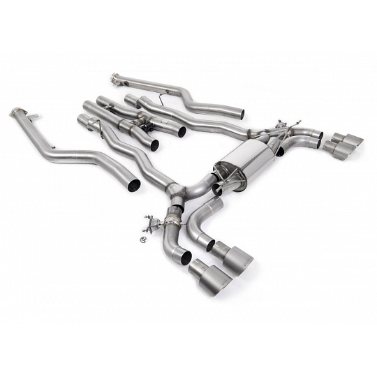 Milltek Sport výfukový systém cat-back vč. náhrady OPF/GPF pro BMW řada 5 M5/M5 Competition 4.4l Twin Turbo F90 Facelift (s OPF/GPF) 2021-2024, GT-100 broušené titanové koncovky