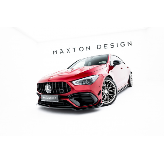 Maxton Design spoiler pod přední nárazník ver.4 pro Mercedes CLA C118 AMG 45 Aero, černý lesklý plast ABS