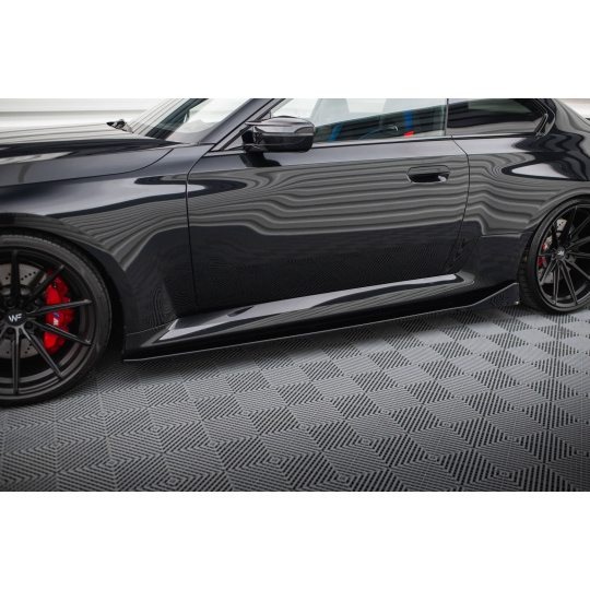Maxton Design difuzory pod boční prahy ver.4 pro BMW M2 G87, černý lesklý plast ABS