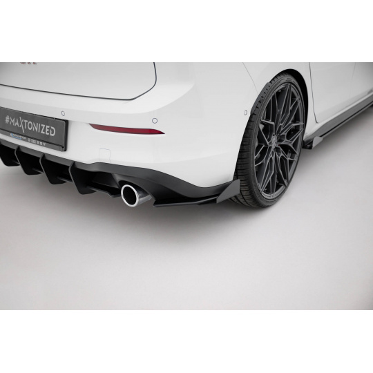 Maxton Design "Racing durability" difuzory pod zad. nárazník s křidélky pro Volkswagen Golf R-Line Mk8 Facelift, plast ABS bez povrchové úpravy