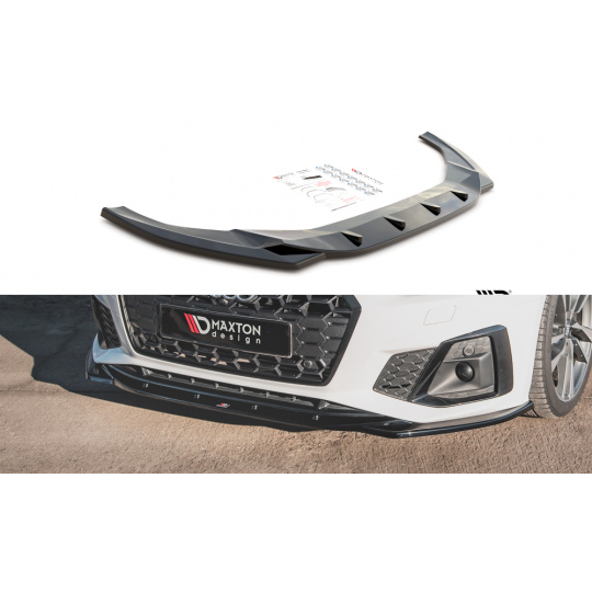 Maxton Design spoiler pod přední nárazník pro Audi A5 F5 FL, černý lesklý plast ABS, S-Line