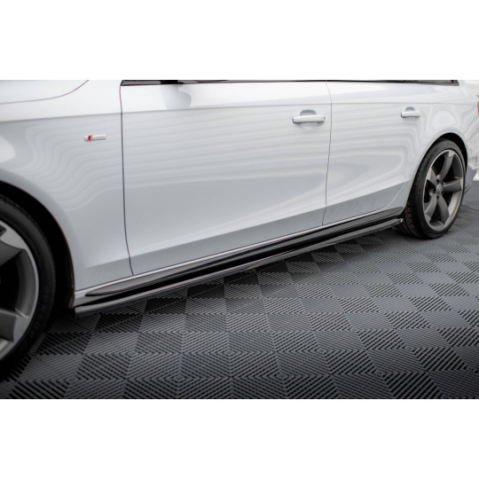 Maxton Design difuzory pod boční prahy pro Audi A4 B8 Competition Facelift, černý lesklý plast ABS, Avant