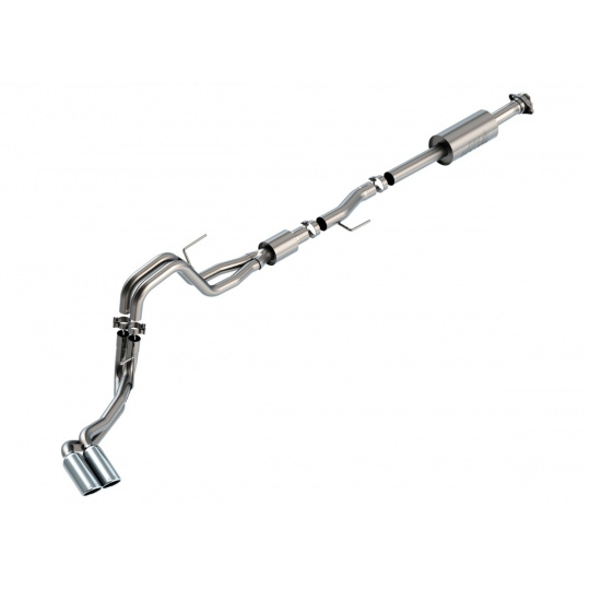 Borla Cat-Back výfukový systém "S-Type" pro Ford F-150 5,0l V8 s aut. převodovkou, 4-dvéř., 2WD/4WD, CC/SHB (5' 7"), EC/SB (6' 7") s rozvorem 145,4", r.v. 2021-, typ koncovek: chromové