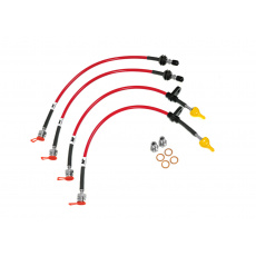 Forge Motorsport sada opletených brzdových hadic pro Toyota Supra Mk5 (A90), barva potahu: transparentní červená Forge Motorsport sada opletených brzdových hadic pro Toyota Supra Mk5 (A90), barva potahu: transparentní červená