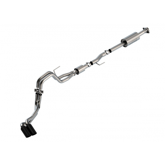 Borla Cat-Back výfukový systém "S-Type" pro Ford F-150 5,0l V8 s aut. převodovkou, 4-dvéř., 2WD/4WD, CC/SHB (5' 7"), EC/SB (6' 7") s rozvorem 145,4", r.v. 2021-, typ koncovek: černé