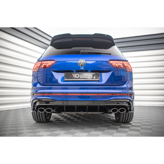 Maxton Design vložka zadního nárazníku pro Volkswagen Tiguan R Mk2 Facelift, černý lesklý plast ABS