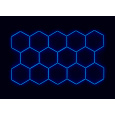 Kompletní LED hexagonové svítidlo modré, rozměr: 14 elementů 420 x 238 cm