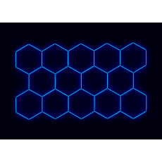 Kompletní LED hexagonové svítidlo modré, rozměr: 14 elementů 420 x 238 cm Kompletní LED hexagonové svítidlo modré, rozměr: 14 elementů 420 x 238 cm