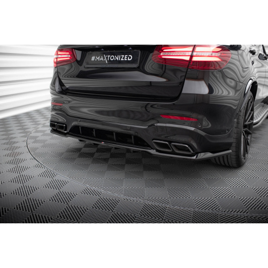 Maxton Design středový spoiler pod zadní nárazník s žebrováním v.2 pro Mercedes GLC SUV/X253 /63 AMG, černý lesklý plast ABS