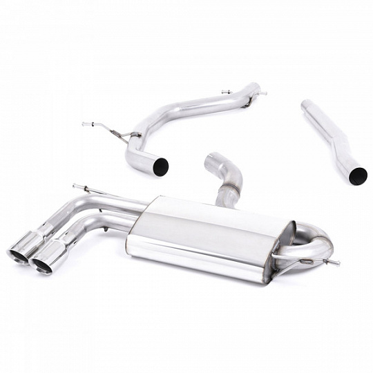 Milltek Sport výfukový systém cat-back hlasitější (bez rezonátoru) pro Seat Leon FR 1.8 TSI 180PS SC a 5-dvéř. 2013-2018, GT-80 černé koncovky, s víceprvkováou ZN