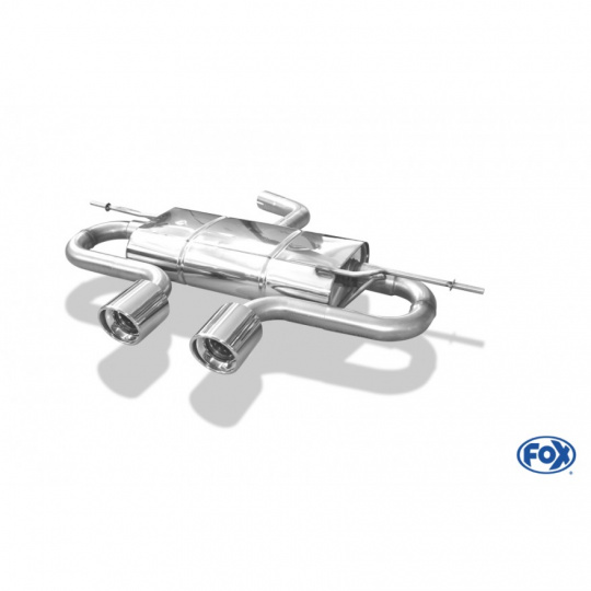 Fox Sportauspuff koncový tlumič výfuku s vývodem uprostřed (R32 look) s koncovkou 2x100 Typ 17 uprostřed pro Volkswagen Golf V s motorem 1.4, 1.6, 1.9 TDI, 2.0 FSI, 2.0 SDI, 2.0 TDI