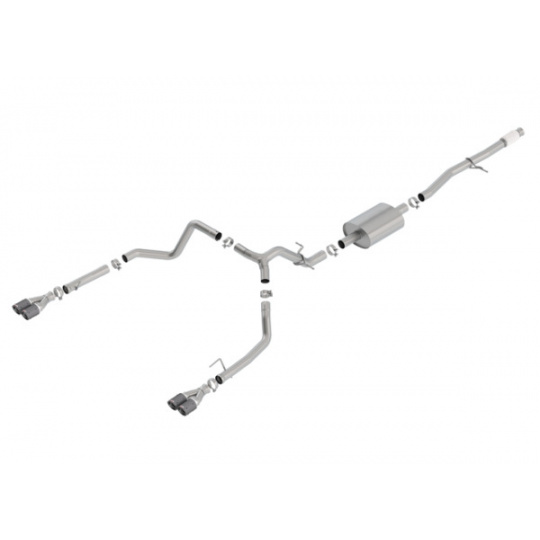 Borla Cat-Back výfukový systém "S-Type" pro Chevrolet Silverado 1500 5,3l V8, s aut. převodovkou, 2WD/AWD, EC/SB 78,8", CC/SHB 69,3", r.v. 2019-2020, typ koncovek: karbon